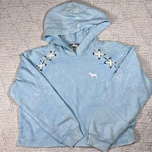 PINK Victoria’s Secret Crop Lace-up Hoodie
